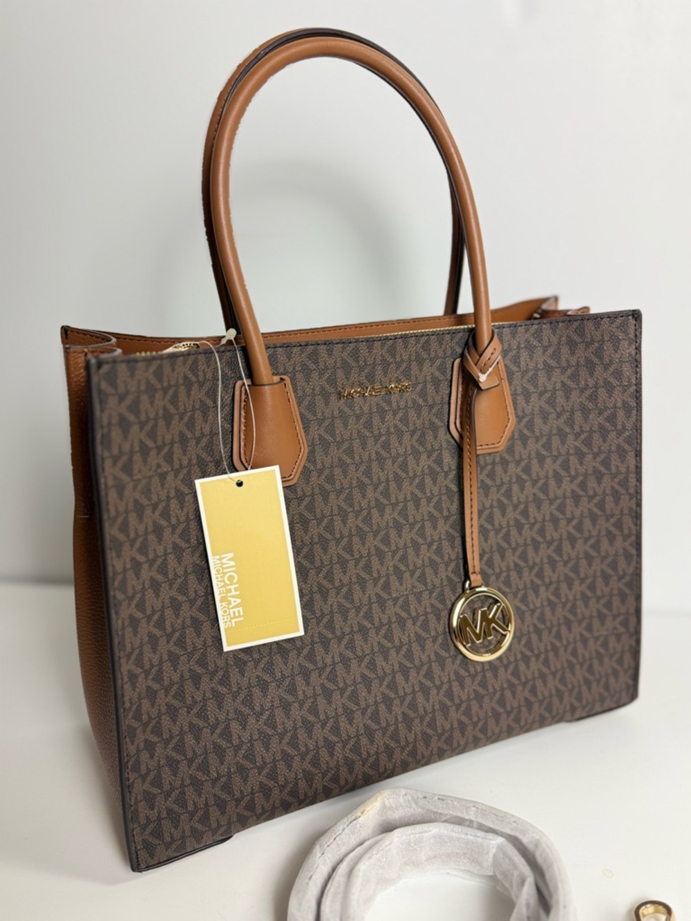 Michael Kors Mercer Large Logo Tote‎ Bag Brown Signature